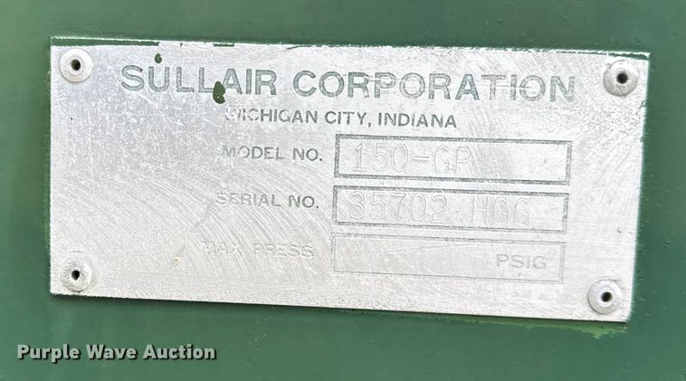 image for item NU9611 Sullair 150-GO air compressor