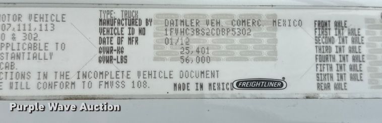 image for item NU9614 2012 Freightliner Business Class M2 crane truck