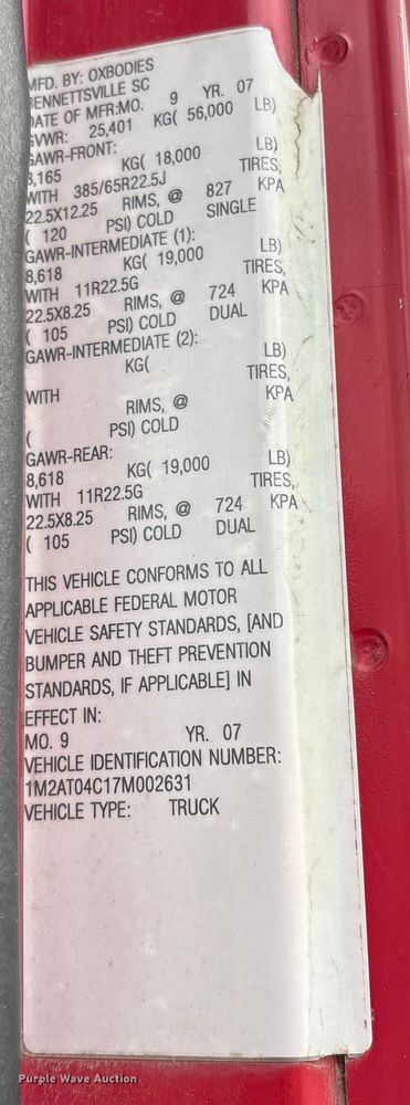 image for item YA0851 2007 Mack CTP713 dump truck