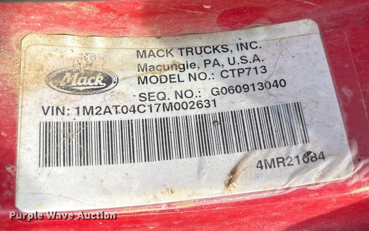 image for item YA0851 2007 Mack CTP713 dump truck