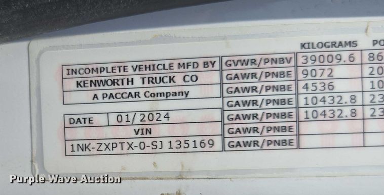 image for item YA0868 2025 Kenworth T880 dump truck