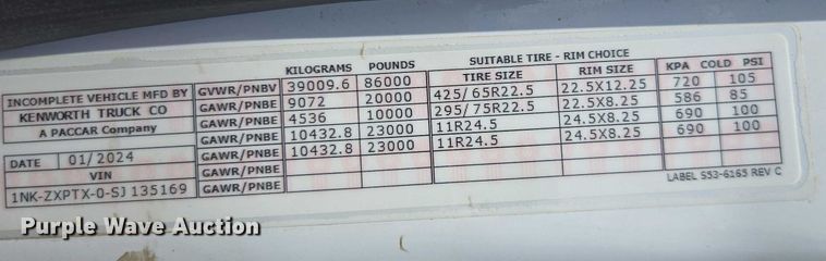 image for item YA0868 2025 Kenworth T880 dump truck