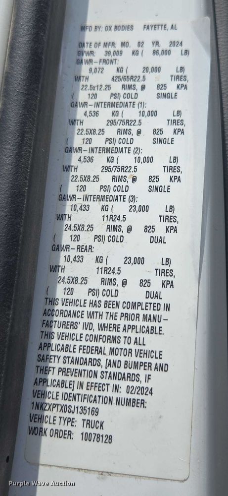 image for item YA0868 2025 Kenworth T880 dump truck