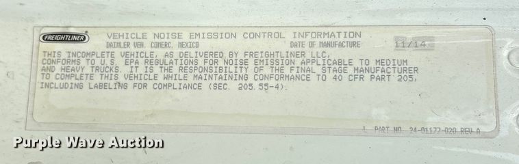 image for item YA0943 2015 Freightliner  M2 truck chassis with Finn MBX10 material blower