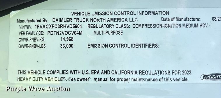 image for item YA1012 2024 Freightliner Business Class M2 street sweeper truck