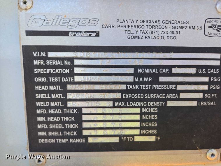 image for item YA1058 2022 Gallegos pneumatic dry bulk trailer