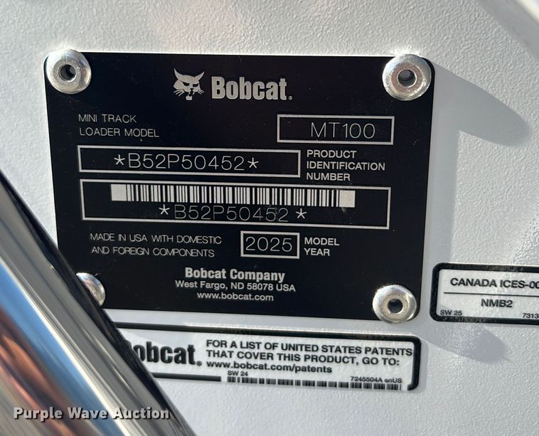 image for item YA1084 2025 Bobcat MT100 compact utility loader