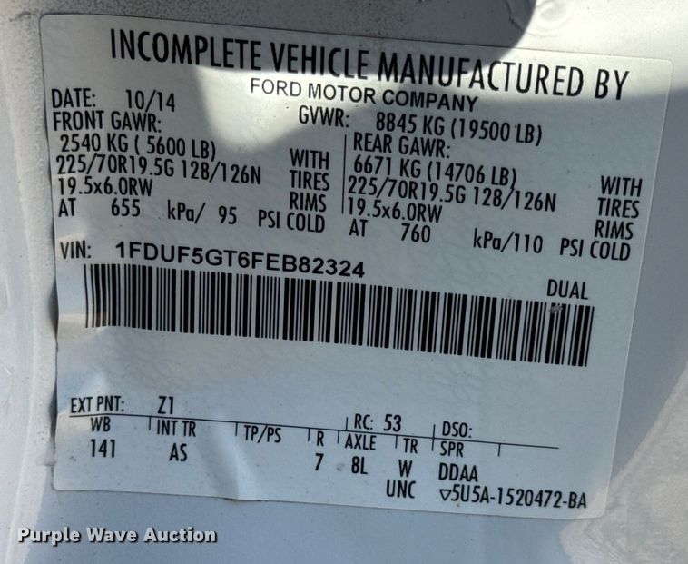 image for item DO2263 2015 Ford F550 Super Duty XL bucket truck