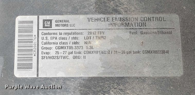 image for item DT6263 2012 Chevrolet Tahoe Police SUV