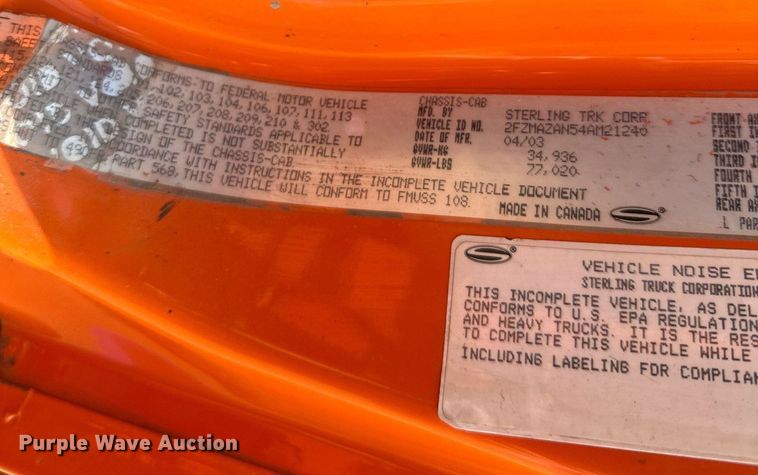 image for item DT6303 2004 Sterling L-Line dump truck