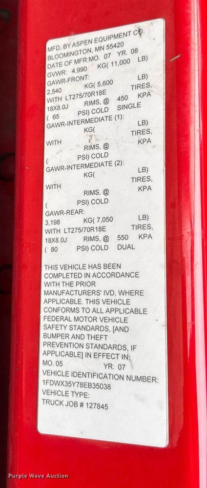 image for item DT6316 2008 Ford F350 Super Duty brush fire truck