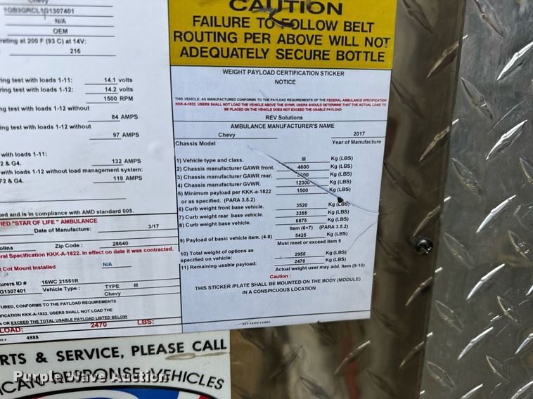 image for item DV1901 2016 Chevrolet Express G3500 ambulance