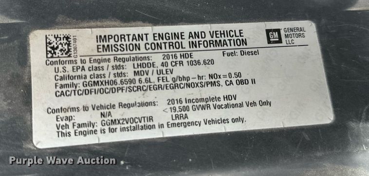 image for item DV1901 2016 Chevrolet Express G3500 ambulance