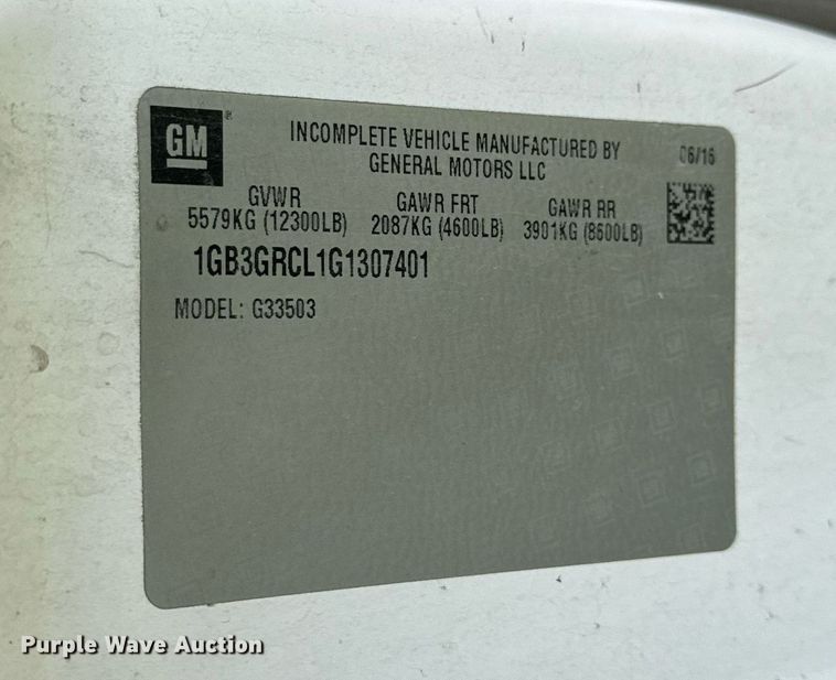 image for item DV1901 2016 Chevrolet Express G3500 ambulance