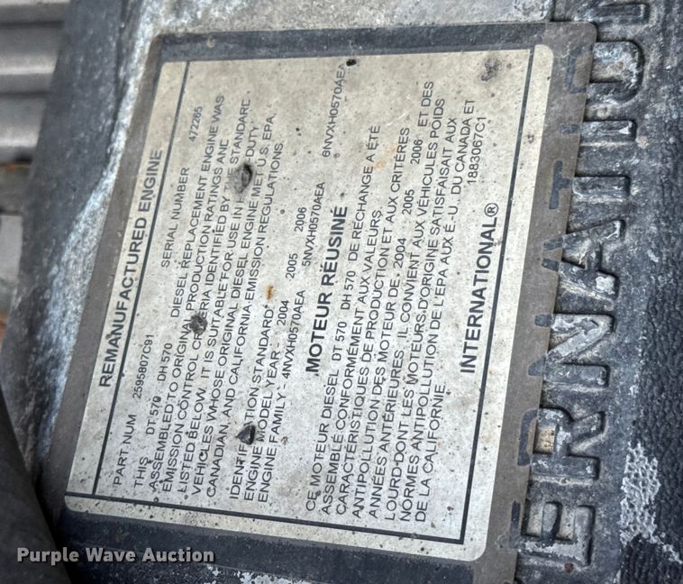 image for item DW6625 2005 International 7400 dump truck