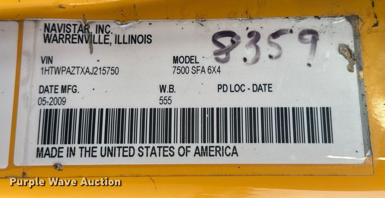 image for item DW6628 2010 International 7500 WorkStar dump truck