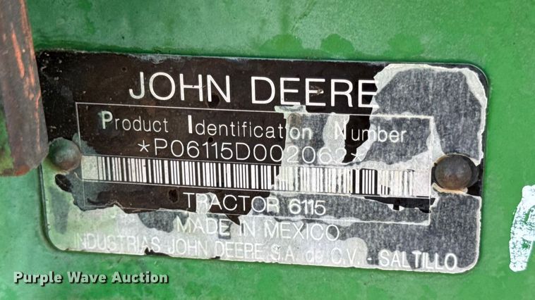 image for item DW6631 2010 John Deere 6115D tractor