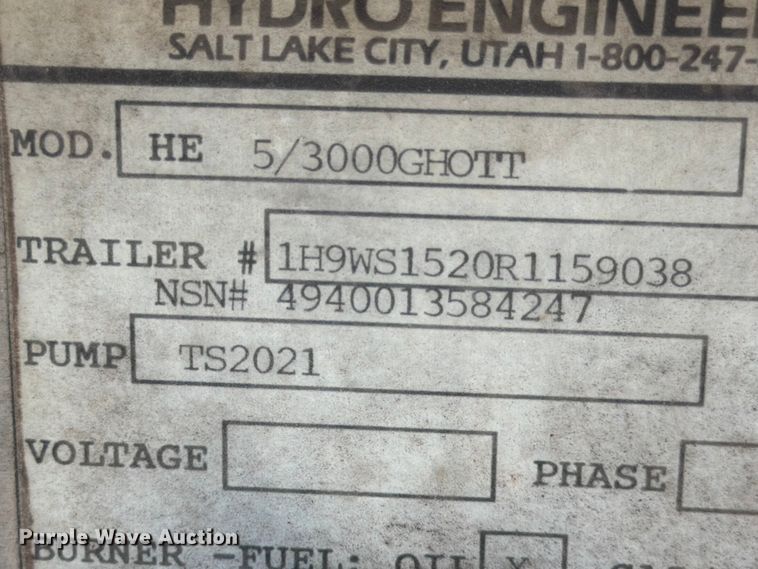 image for item DX5816 Hydro Engineering HE 5/3000GHOTT pressure washer