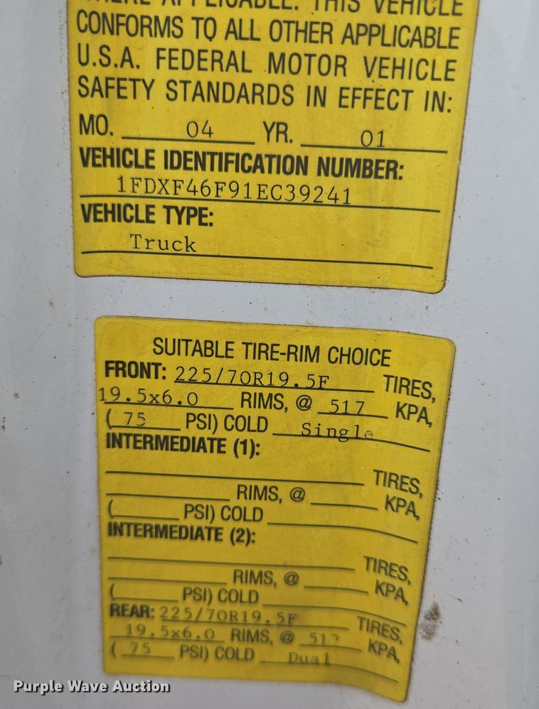 image for item DY1142 2001 Ford F450 Super Duty dump truck