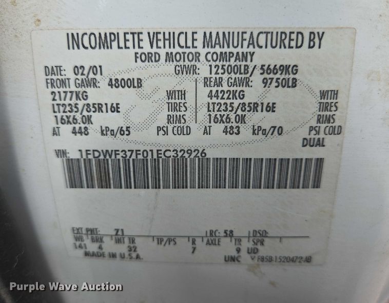 image for item DY1143 2001 Ford F350 Super Duty dump bed pickup truck