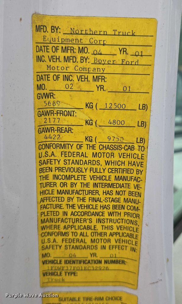 image for item DY1143 2001 Ford F350 Super Duty dump bed pickup truck