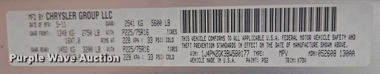 image for item DY1146 2011 Jeep Liberty SUV