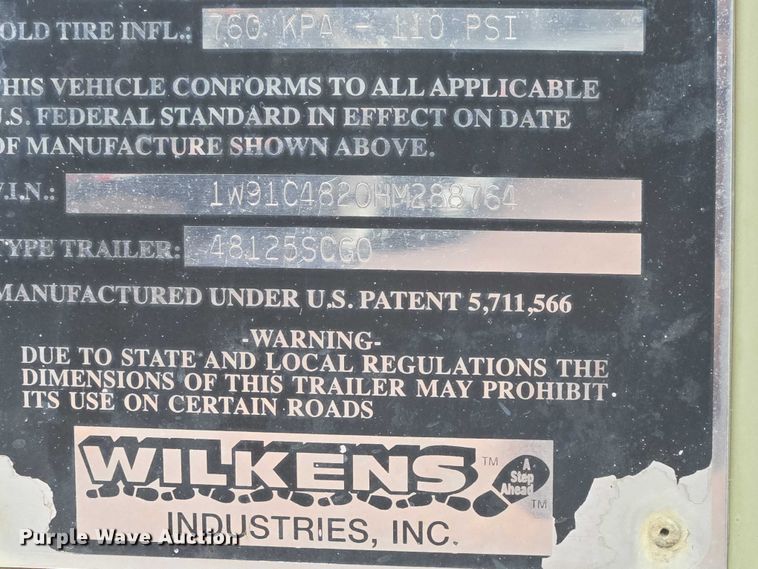 image for item DY1151 2017 Wilkens 48125SCGO walking floor trailer