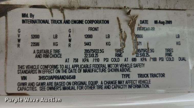 image for item DY1154 2010 International ProStar LF627 semi truck