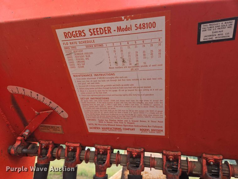 image for item DY1161 Jacobsen Rogers Seeder 548100 seeder
