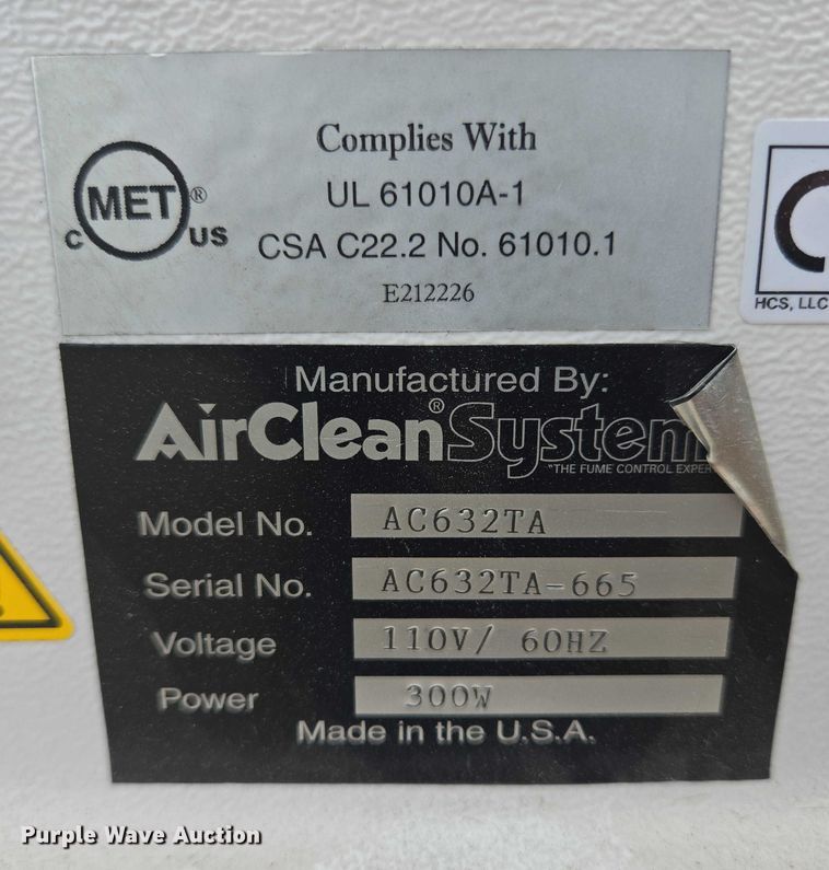 image for item DY1163 Sirchie AirClean 600 Workstation fume hood