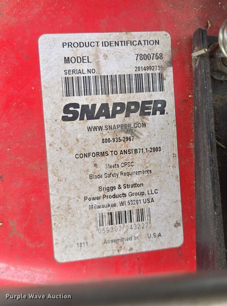 image for item DY1164 Snapper 7800758 push mower