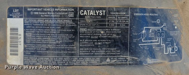 image for item DY1192 1991 Chevrolet C1500 pickup truck