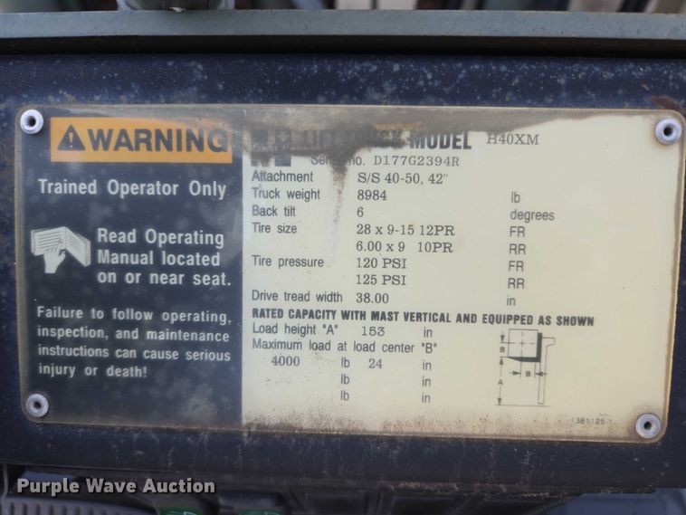 image for item DY1196 2017 Hyster H40XM forklift