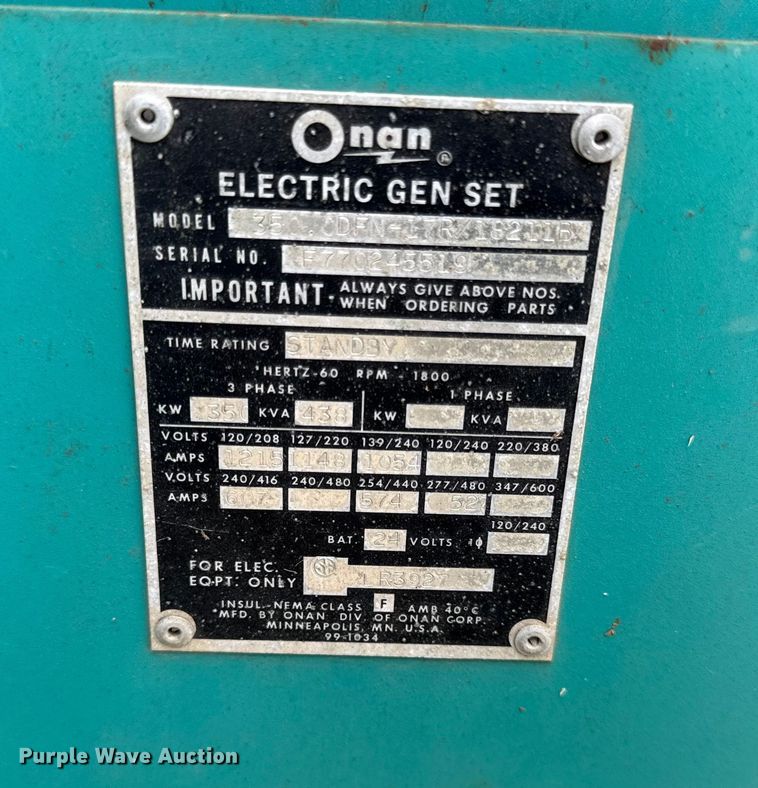 image for item DY8122 Onan 350 ODFN-17R/182112 