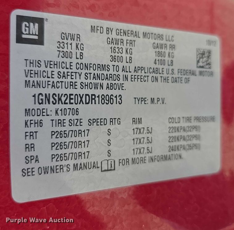 image for item DZ6296 2013 Chevrolet Tahoe SUV