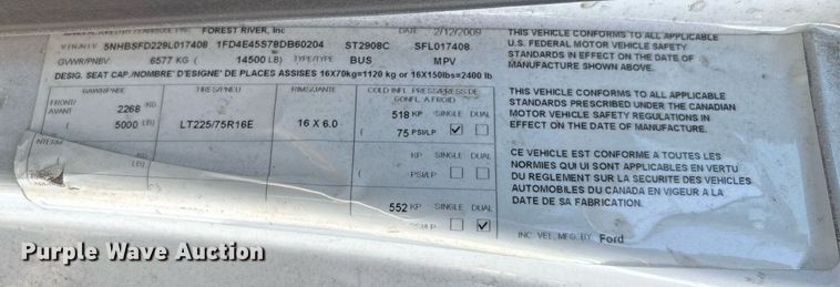 image for item EC1094 2009 Starcraft Ford E450 Super Duty shuttle bus