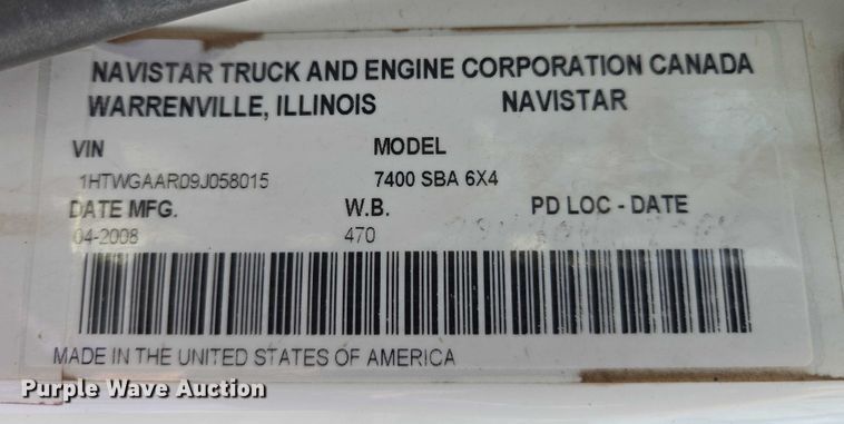 image for item EC1167 2009 International SF625 dump truck