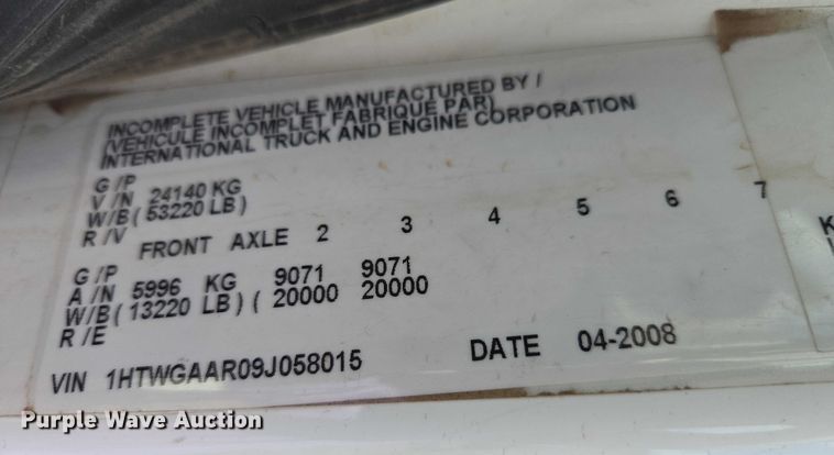 image for item EC1167 2009 International SF625 dump truck