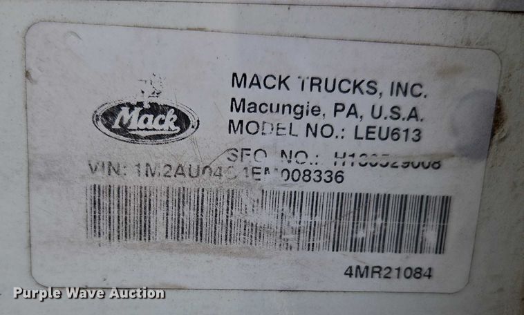 image for item EC1168 2014 Mack Leu refuse truck