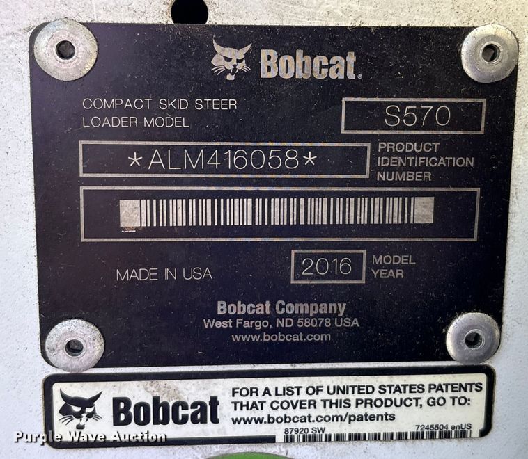 image for item EC4426 2016 Bobcat S570 skid steer loader