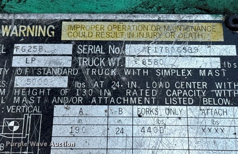 image for item EC4427 1999 Mitsubishi FG25B forklift