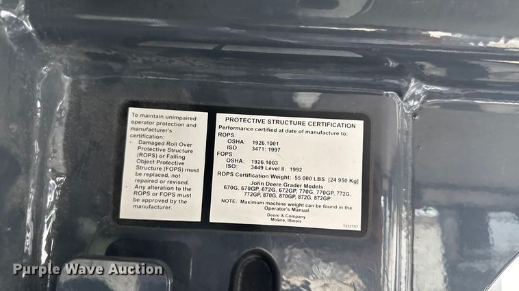 image for item ED1489 2012 John Deere 772GP motor grader