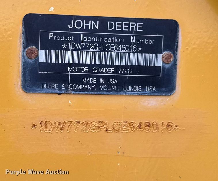 image for item ED1489 2012 John Deere 772GP motor grader