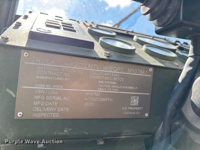 image for item ED2212 2003 Stewart & Stevenson M1078A1 brush fire truck