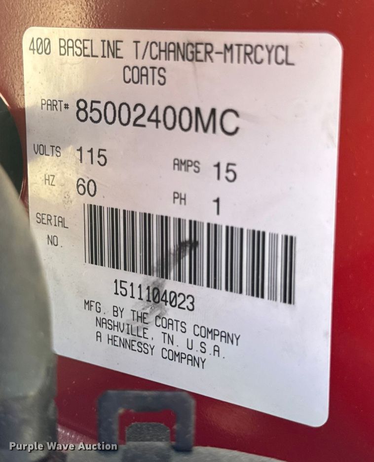 image for item EH7483 Coats Baseline 400 rim clamp tire machine