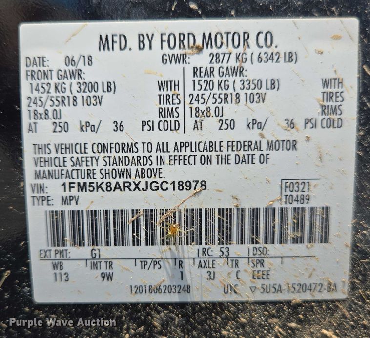 image for item EM0646 2018 Ford Explorer Police Interceptor SUV