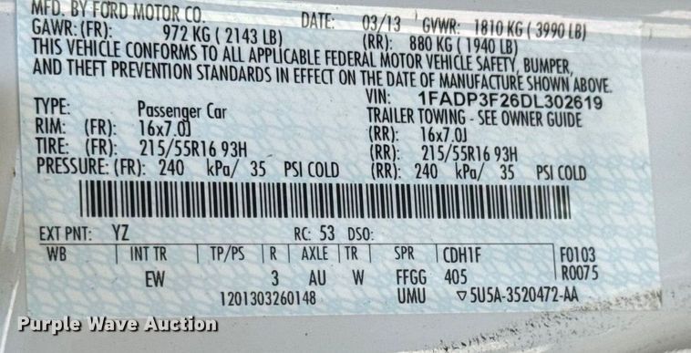 image for item EM8155 2013 Ford Focus 