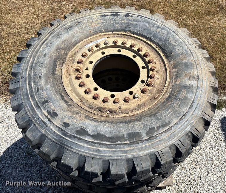 image for item EN5575 (4) 395/85R20 XZL tires and wheels