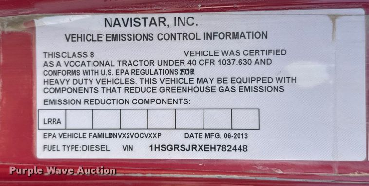 image for item ER0113 2014 International 7600 semi truck