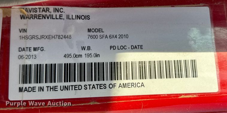 image for item ER0113 2014 International 7600 semi truck